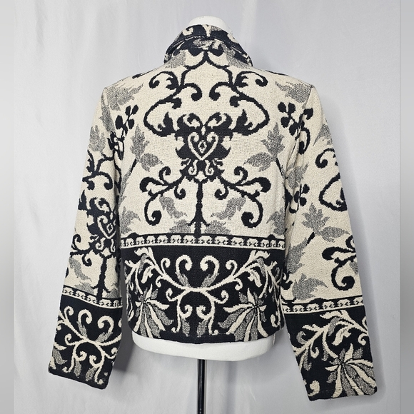 Vintage Black And White Tapestry Zip-Up Jacket - Picture 4 of 5